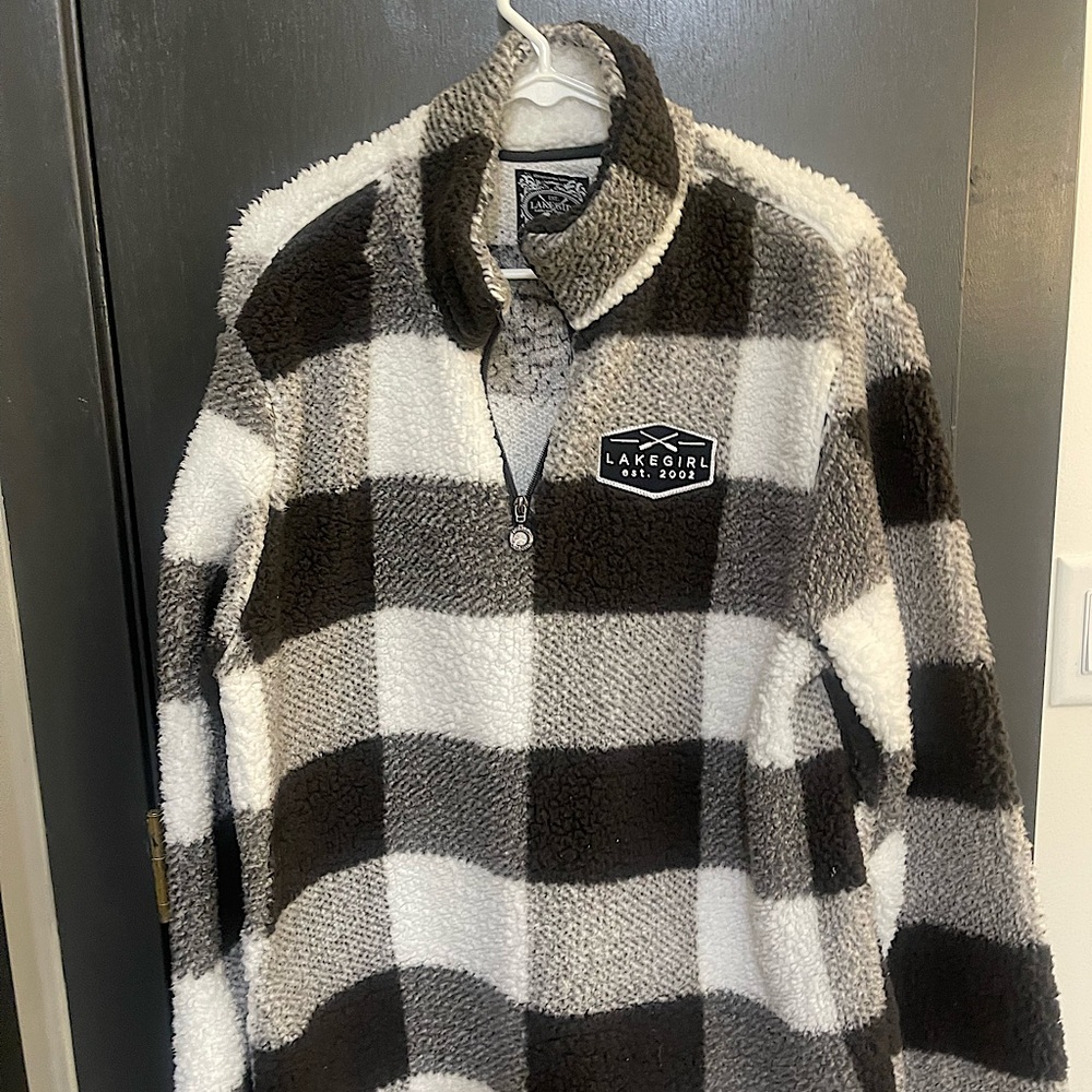 Sherpa Buffalo check tunic style sweatshirt